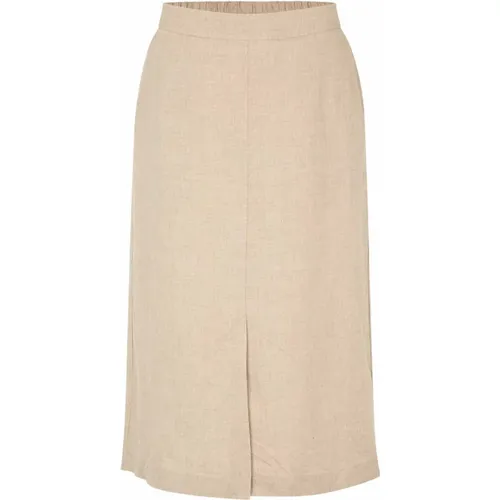 Simple Linen Skirt with Elastic Waist , female, Sizes: 2XL, M, L, XL - Masai - Modalova