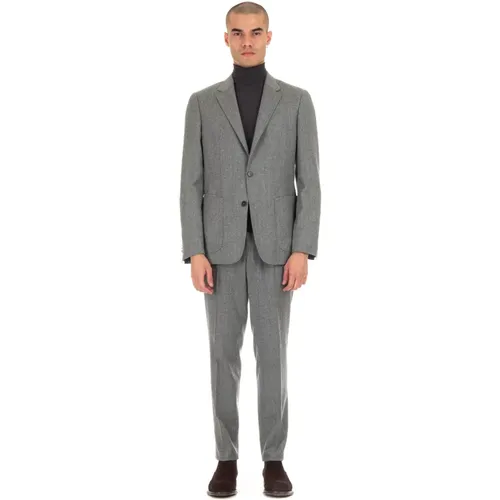 Single Breasted Suits, male, , Size: S Light Grey Wool Dress - Zegna - Modalova