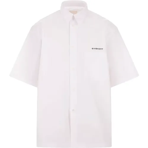 Weißes Boxy Fit Hemd mit Bestickter Signatur , Herren, Größe: L - Givenchy - Modalova