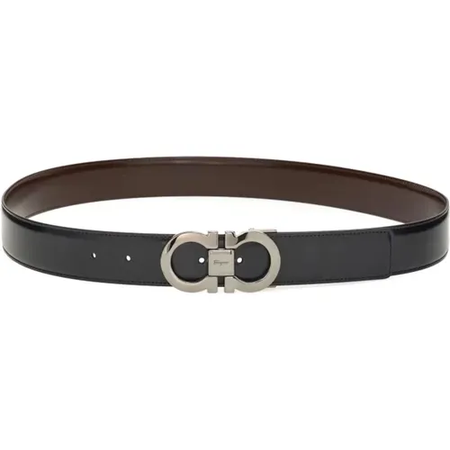 Reversible Calfskin Belt with Gancini Buckle , male, Sizes: 100 CM, 95 CM, 90 CM - Salvatore Ferragamo - Modalova