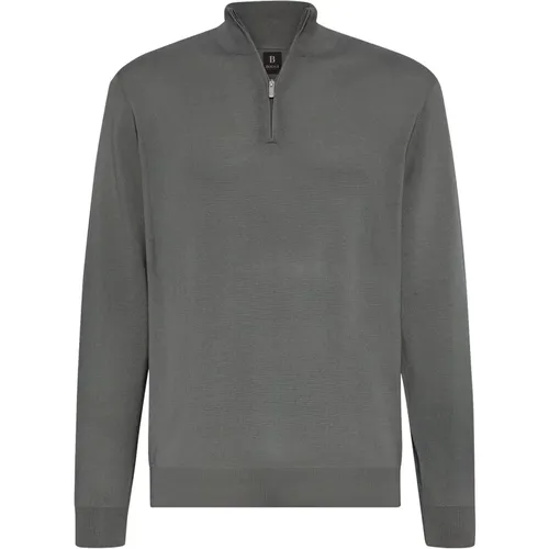 Merinowolle Halbzip Pullover , Herren, Größe: L - Boggi Milano - Modalova