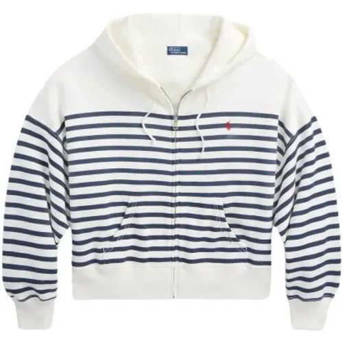 Zip-throughs, female, , Size: XS Striped Zip-Up Hooded Sweater - Polo Ralph Lauren - Modalova