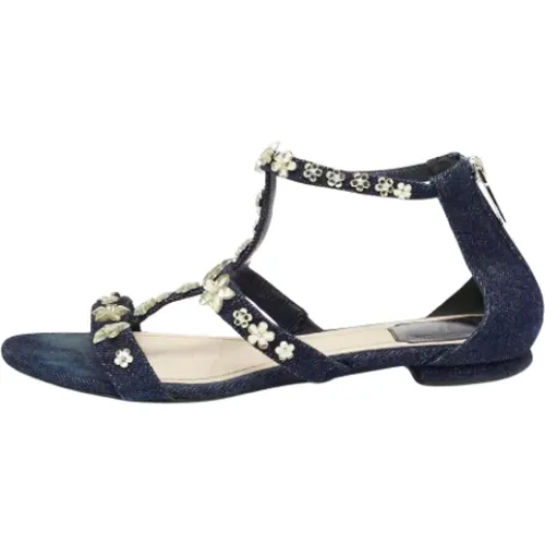 Pre-owned Sandals, female, , Size: 8 1/2 US Pre-owned Denim sandals - Dior Vintage - Modalova