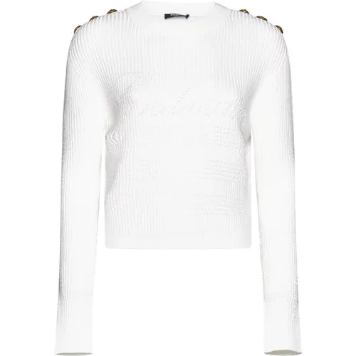 Knitted Sweater with Logo Embellishment , female, Sizes: M, XS, S - Balmain - Modalova