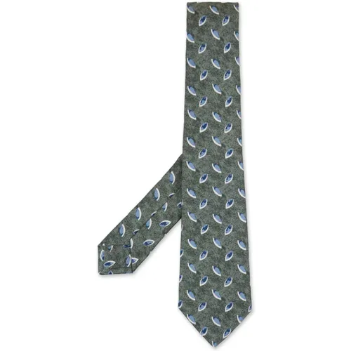 Silk Tie with Leaf Pattern , male, Sizes: ONE SIZE - Kiton - Modalova