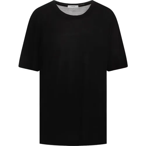 Schwarzes Seiden-Rundhals-T-Shirt , Damen, Größe: L - Lemaire - Modalova
