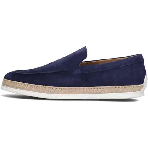 Blaue Wildleder Loafers mit Beiger Sohle , Herren, Größe: 44 EU - Giorgio - Modalova