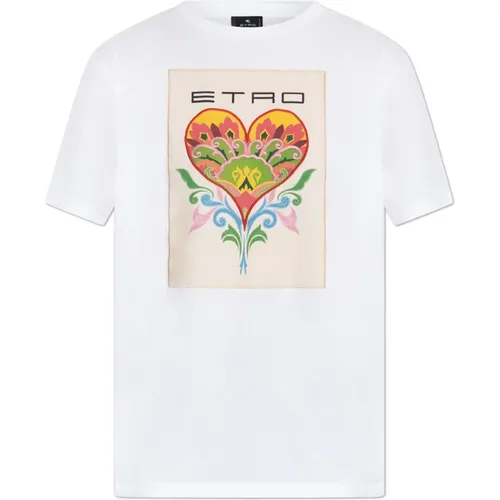 T-Shirt mit Stickerei , Damen, Größe: L - ETRO - Modalova