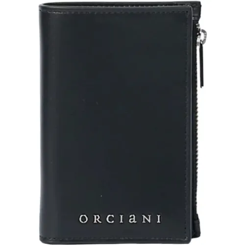 Schwarzes Leder-Vertikal-Portemonnaie mit RFID-Schutz - Orciani - Modalova