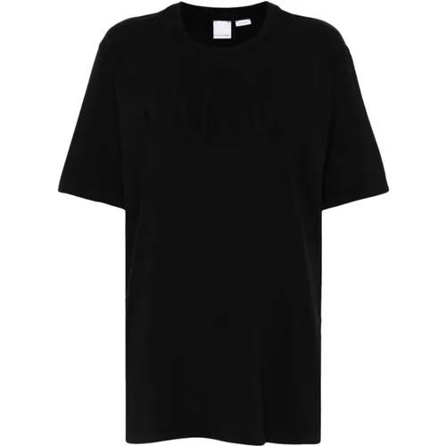 Schwarzes Baumwoll-Jersey-Logo-T-Shirt , Damen, Größe: S - pinko - Modalova