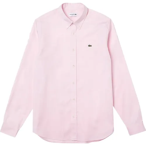 Rosa Baumwollhemd mit Button-Down-Kragen , Herren, Größe: 4XL - Lacoste - Modalova