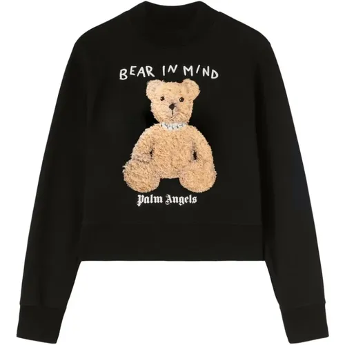 Embroidered Bear Motif Crew Neck Sweater , female, Sizes: M - Palm Angels - Modalova