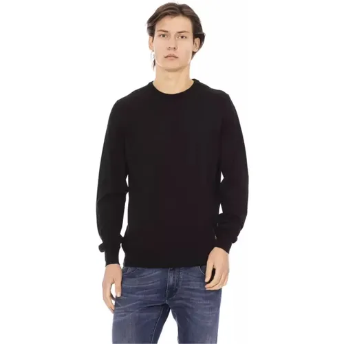 Eleganter Schwarzer Monogramm Pullover , Herren, Größe: L - Baldinini - Modalova