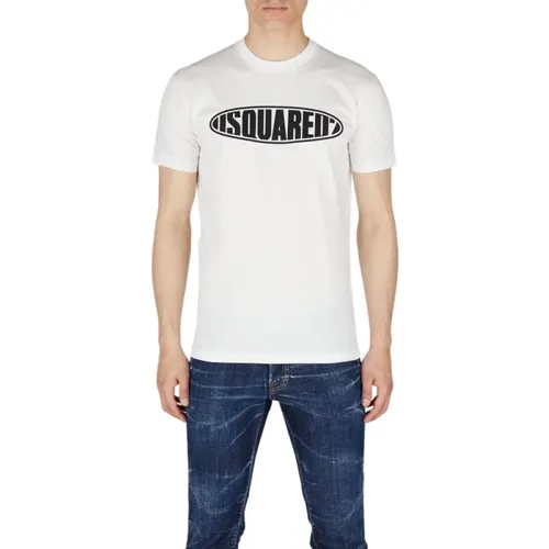 Men`s Cotton T-Shirt, Logo Print, S74Gd1097 , male, Sizes: L, XL - Dsquared2 - Modalova