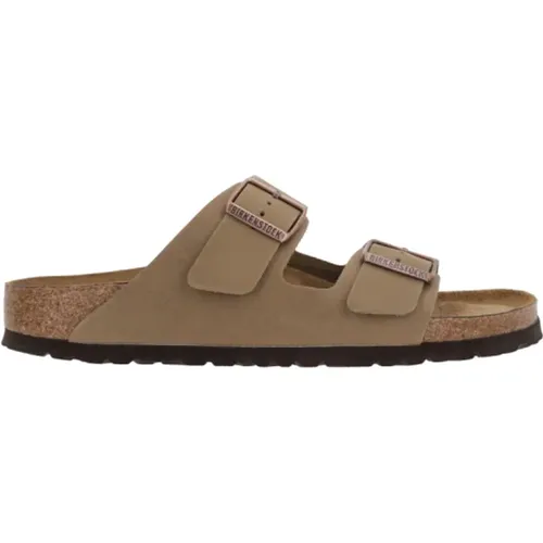 Sliders, male, , Size: 8 US Tobacco Flat Sandals Soft Footbed - Birkenstock - Modalova