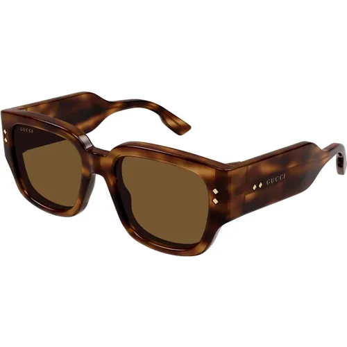 Havana/Braune Sonnenbrille , Herren, Größe: 54 MM - Gucci - Modalova