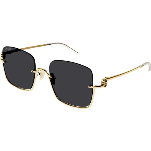 Gold Graue Sonnenbrille , Damen, Größe: 54 MM - Gucci - Modalova