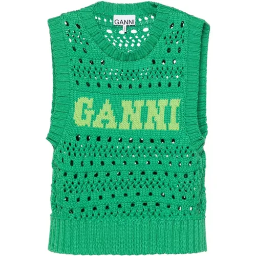 Knitted Tank Top Logo , female, Sizes: M - Ganni - Modalova