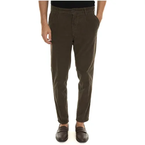 Chinos, male, , Size: W30 Velvet Chino Pants with Front Darts - Roy Roger's - Modalova