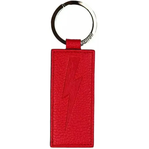 Keyrings, male, , Size: ONE SIZE Leather Keychain - Neil Barrett - Modalova