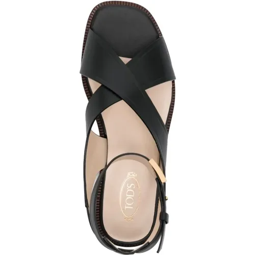 Leather Crossover Sandals , female, Sizes: 4 1/2 UK, 3 UK, 4 UK, 7 UK - TOD'S - Modalova