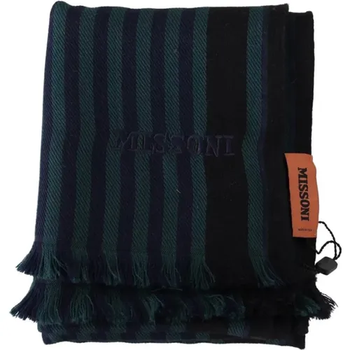 Winter Scarves, male, , Size: ONE SIZE Wool Scarf with Logo Embroidery - Missoni - Modalova