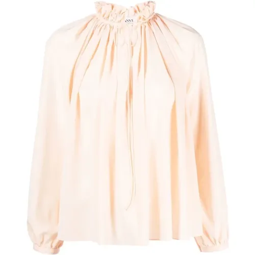 Blouses, female, , Size: M Pastel Pink Crepe Blouse - Lanvin - Modalova