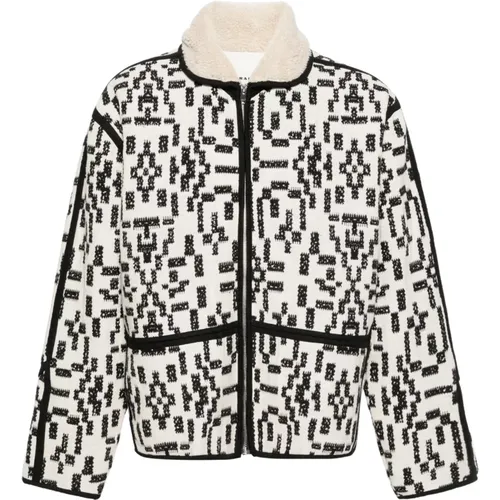 Beige Noir Jacquard Jacke mit Reißverschluss , Herren, Größe: L - Isabel marant - Modalova