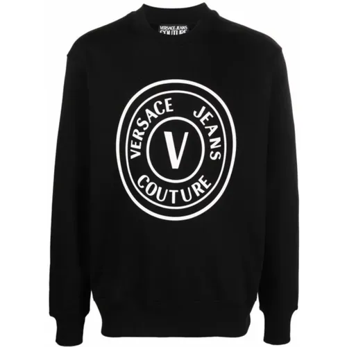 Sweatshirt with White Printed Logo , male, Sizes: M - Versace Jeans Couture - Modalova