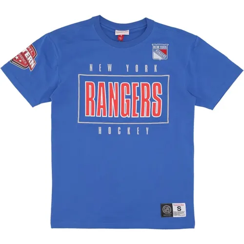 New York Rangers Logo Tee , male, Sizes: L, XL, M - Mitchell & Ness - Modalova