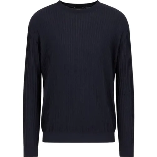 Blaue Wollpullover Reise Essential Fw24 , Herren, Größe: XL - Emporio Armani - Modalova