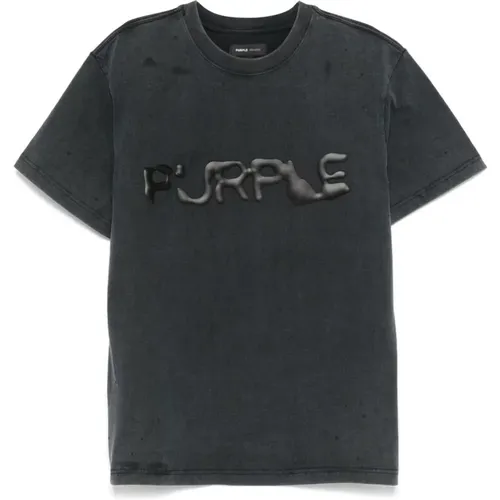 Schwarzes T-Shirt mit Rundhalsausschnitt , Herren, Größe: XL - Purple Brand - Modalova