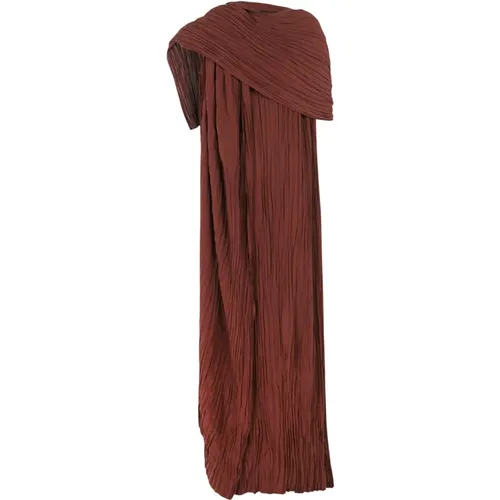 Rita, long silk dress in mahogany , female, Sizes: M, L, S - Cortana - Modalova