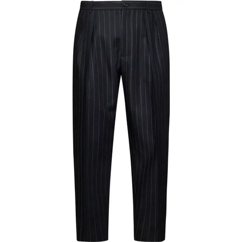 Suit Trousers, male, , Size: XL Pinstripe Wool Tapered Trousers - Dolce & Gabbana - Modalova