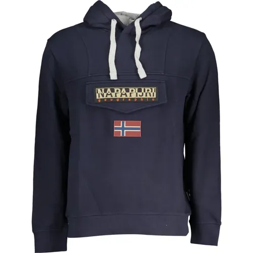 Blauer Kapuzenpullover mit Kontrastdetails , Herren, Größe: 2XS - Napapijri - Modalova