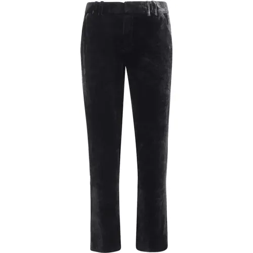 Slim-fit Trousers, female, , Size: XS Velvet Trousers with Pockets and Silk - Balmain - Modalova
