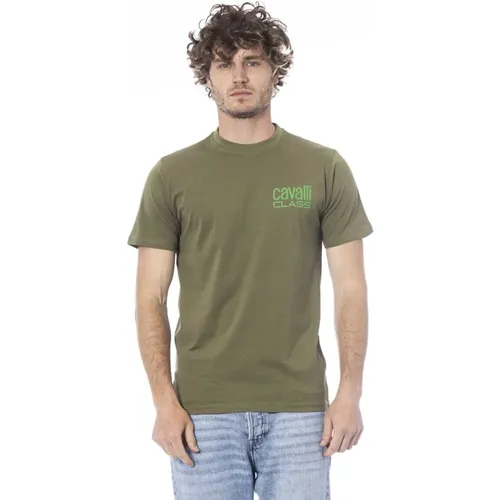 Logo-Print Kurzarm T-Shirt , Herren, Größe: L - Cavalli Class - Modalova