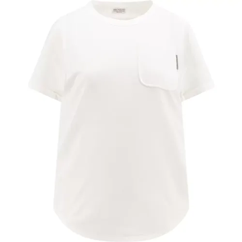 Iconic Jewel Cotton T-Shirt , female, Sizes: XS, S, 2XS - BRUNELLO CUCINELLI - Modalova