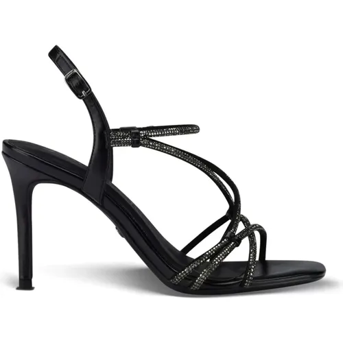 Schwarze metallische elegante offene Sandalen , Damen, Größe: 38 EU - tamaris - Modalova