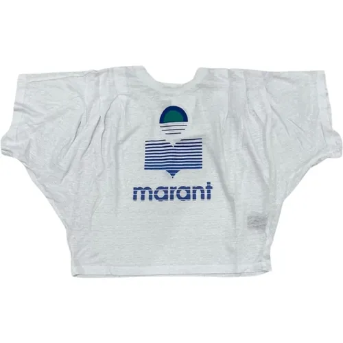 Weißes Logo Print Kurzarm Shirt , Damen, Größe: S - Isabel Marant Étoile - Modalova