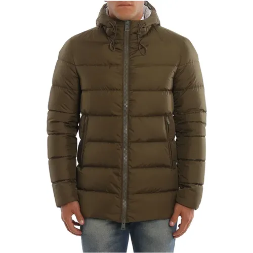 Puffer Jacket with Fixed Hood and Zippered Pockets , male, Sizes: XL - Herno - Modalova