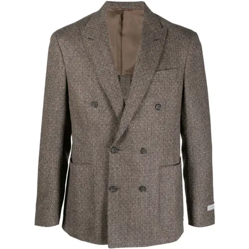 Double-Breasted Unlined Blazer in Coffee , male, Sizes: XL, M, 2XL, L, S - Canali - Modalova