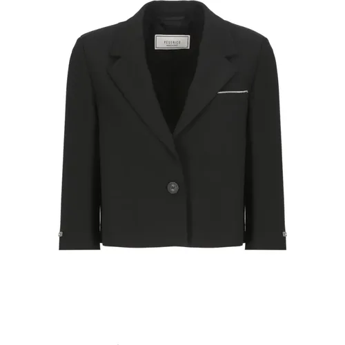 Blazers, female, , Size: M Single Breasted Blazer with Peak Lapel - PESERICO - Modalova