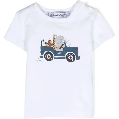 Weißes Kinder T-Shirt mit Kontrast-Logo-Print - Tartine et Chocolat - Modalova