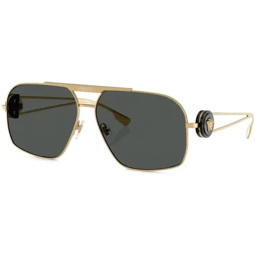 Gold Sunglasses with Original Case , male, Sizes: 62 MM - Versace - Modalova