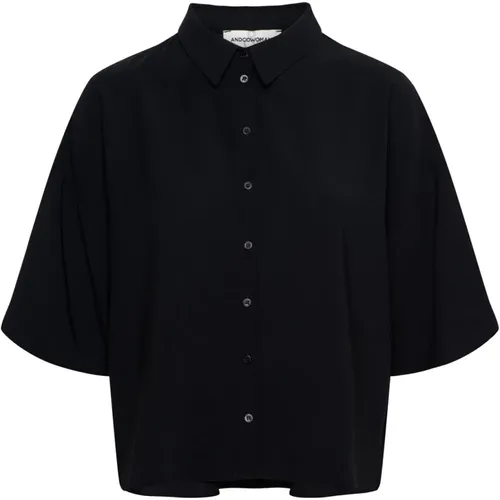 Schwarze Bluse mit kurzen Ärmeln , Damen, Größe: S - &Co Woman - Modalova