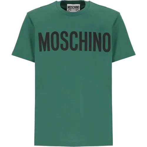 Grünes T-Shirt mit Frontdruck , Herren, Größe: L - Moschino - Modalova