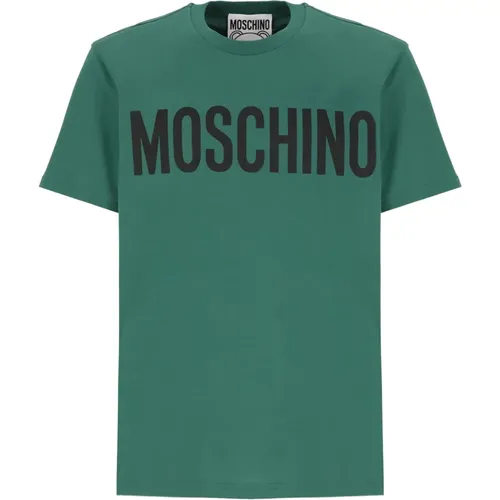 Grünes T-Shirt mit Frontdruck , Herren, Größe: S - Moschino - Modalova