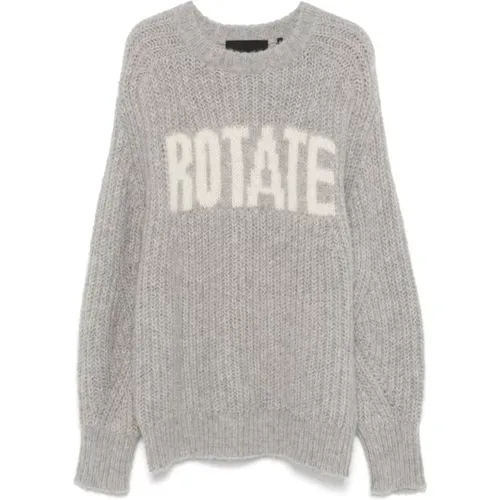 Intarsia-knit Logo Sweater in Grey , female, Sizes: S - Rotate Birger Christensen - Modalova