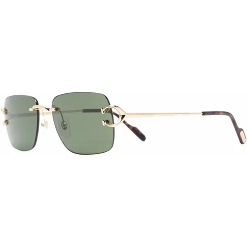 Gold Sunglasses with Original Case , male, Sizes: 57 MM - Cartier - Modalova
